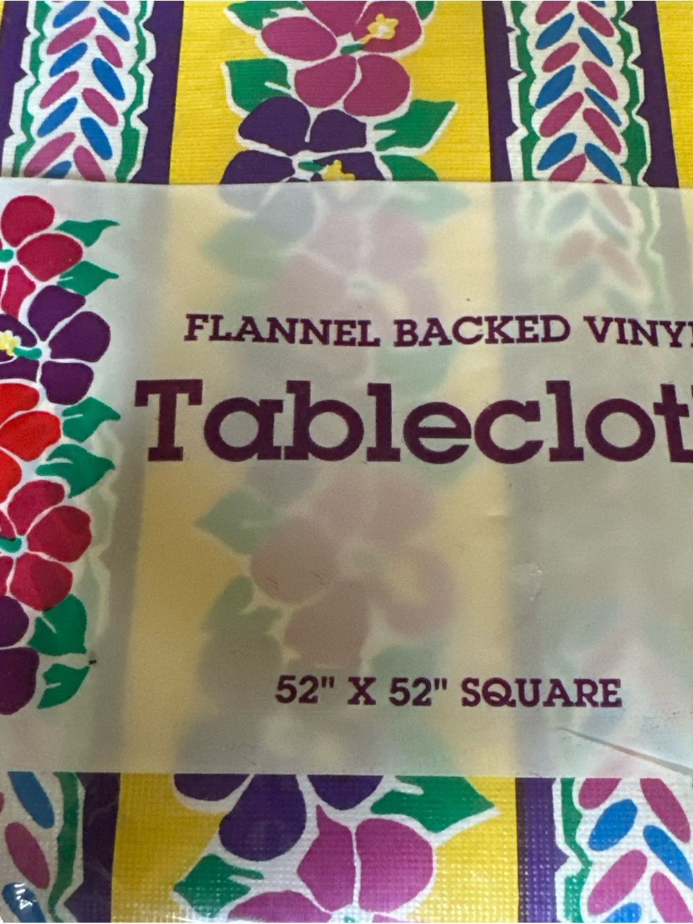 Vtg Tablecloth Flannel Backed Vinyl 52x52 Square Summer Picnic Floral Cottage - Picture 2 of 5